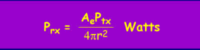 Prx = APtx / 4 pi  r^2